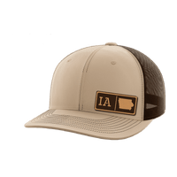 Thumbnail for Iowa Homegrown Hats Hat Greater Half Khaki/Coffee Genuine Leather Iowa