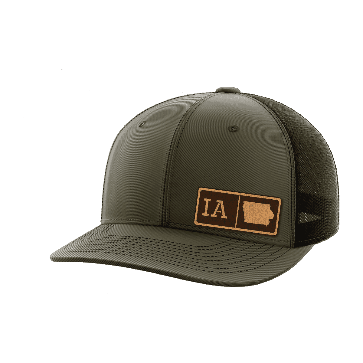 Iowa Homegrown Hats Hat Greater Half OD Green/Black Genuine Leather Iowa