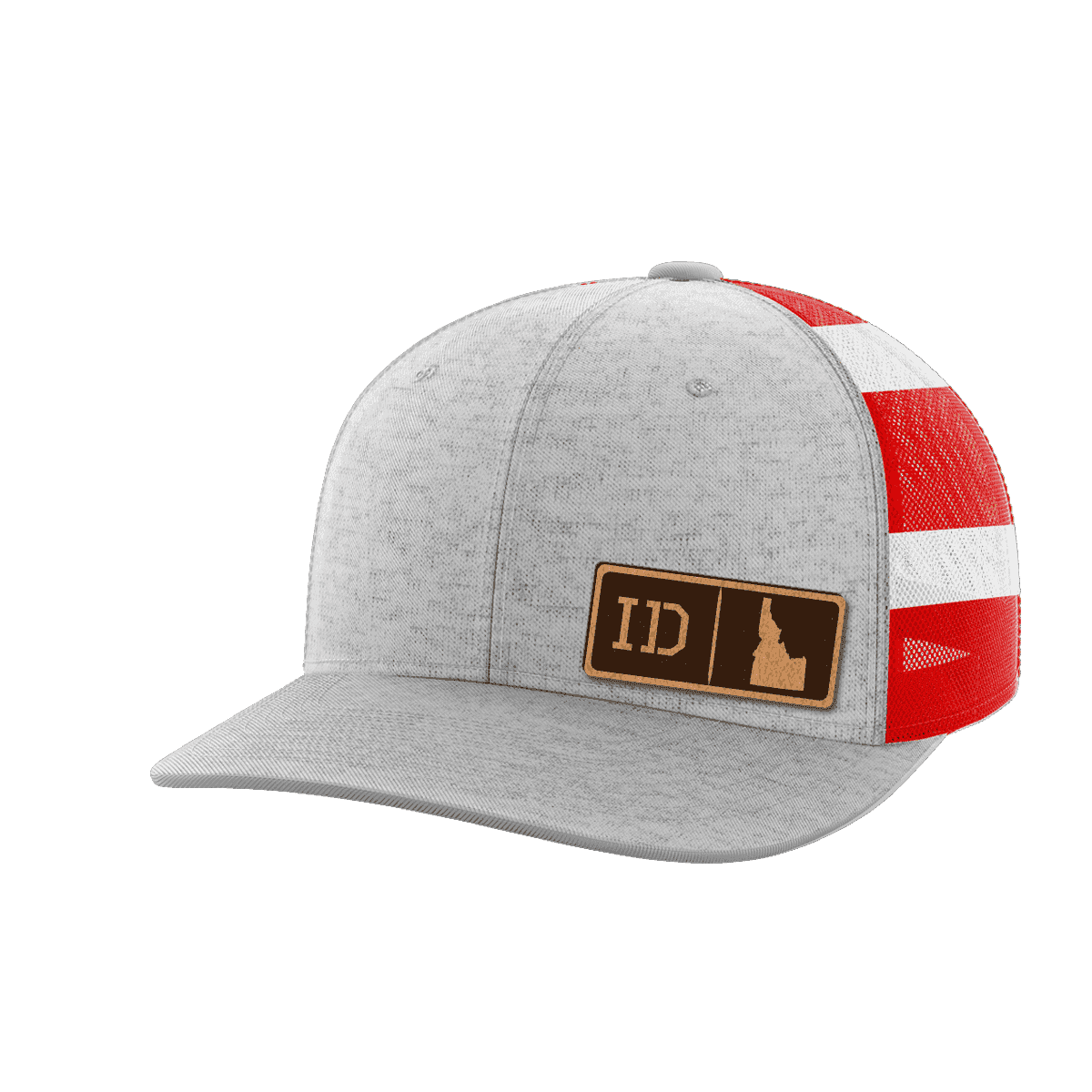 Idaho Homegrown Hats Hat Greater Half Heather Grey/Flag Genuine Leather Idaho