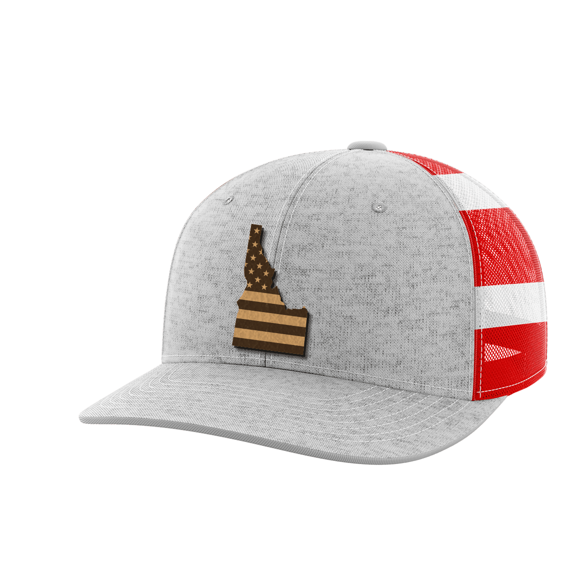 Idaho United Hats Hat Greater Half Heather Grey/Flag Genuine Leather Idaho