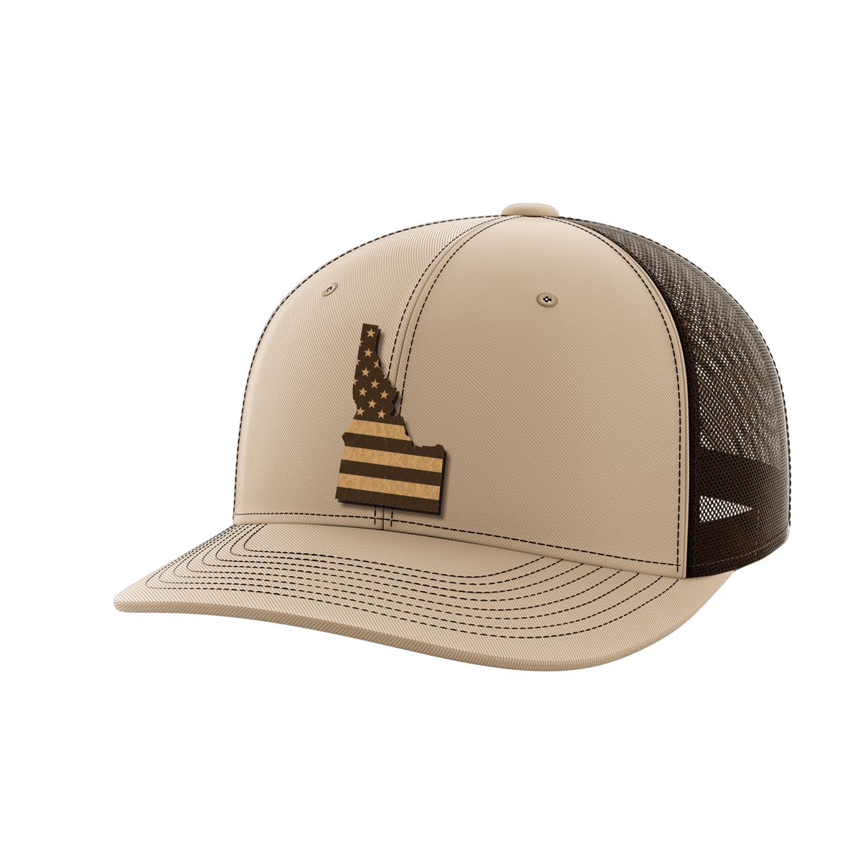 Idaho United Hats Hat Greater Half Khaki/Coffee Genuine Leather Idaho