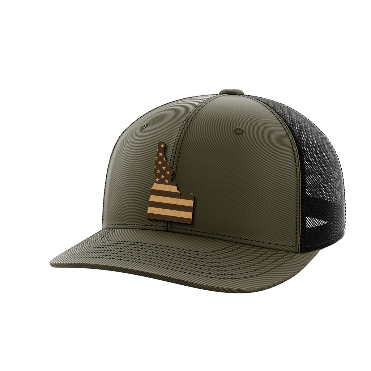 Idaho United Hats Hat Greater Half OD Green/Black Genuine Leather Idaho
