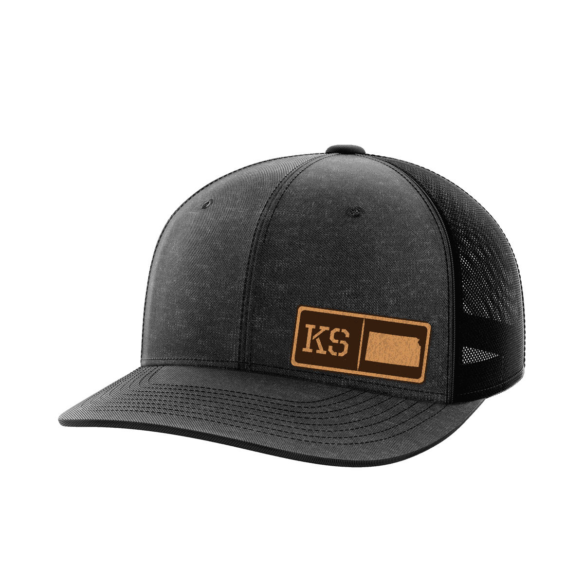 Kansas Homegrown Hats Hat Greater Half Heather Black/Black Genuine Leather Kansas