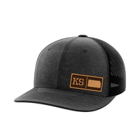 Thumbnail for Kansas Homegrown Hats Hat Greater Half Heather Black/Black Genuine Leather Kansas