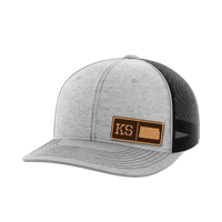 Thumbnail for Kansas Homegrown Hats Hat Greater Half Heather Grey/Black Genuine Leather Kansas