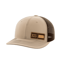 Thumbnail for Kansas Homegrown Hats Hat Greater Half Khaki/Coffee Genuine Leather Kansas