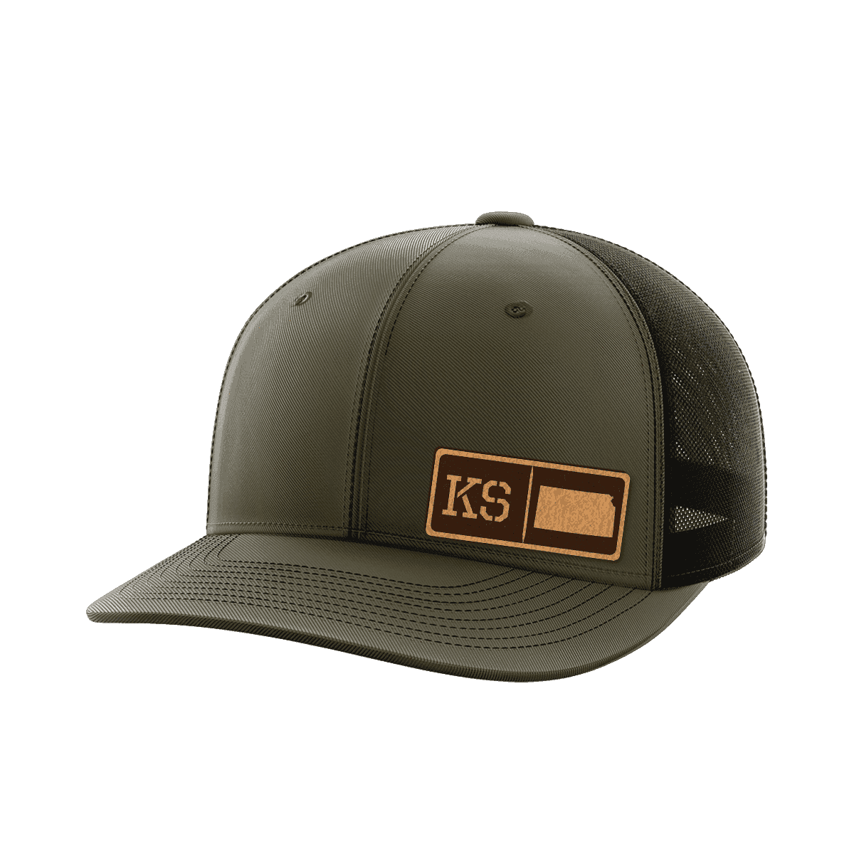Kansas Homegrown Hats Hat Greater Half OD Green/Black Genuine Leather Kansas