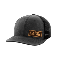 Thumbnail for Louisiana Homegrown Hats Hat Greater Half Heather Black/Black Genuine Leather Louisiana