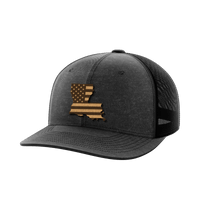Thumbnail for Louisiana United Hats Hat Greater Half Heather Black/Black Genuine Leather Louisiana