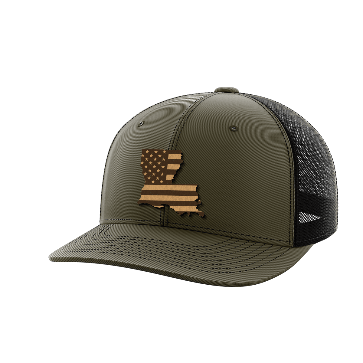 Louisiana United Hats Hat Greater Half OD Green/Black Genuine Leather Louisiana