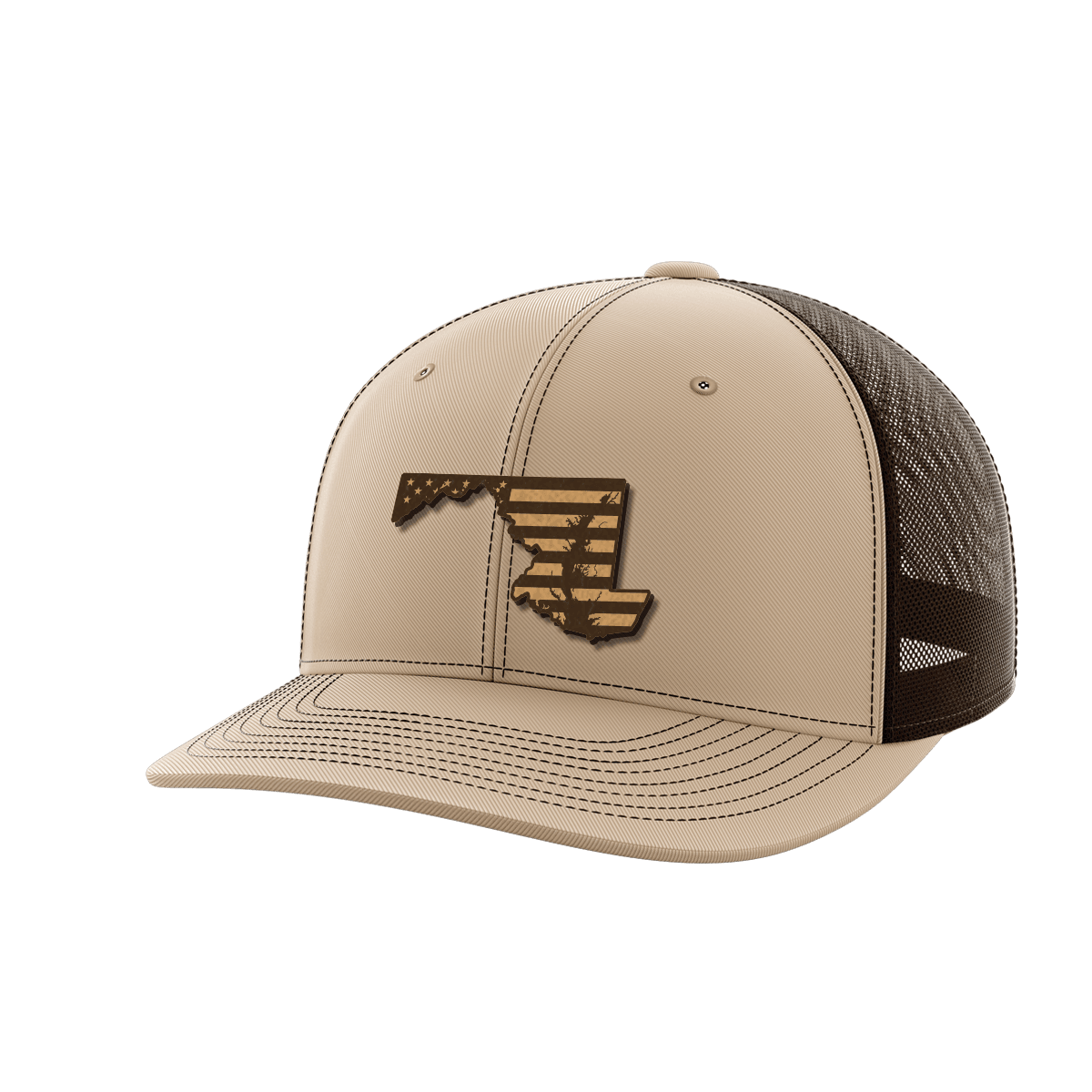 Maryland United Hats Hat Greater Half Khaki/Coffee Genuine Leather Maryland