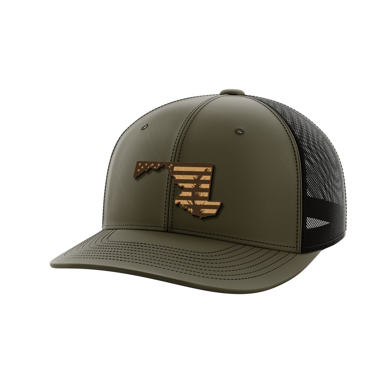 Maryland United Hats Hat Greater Half OD Green/Black Genuine Leather Maryland