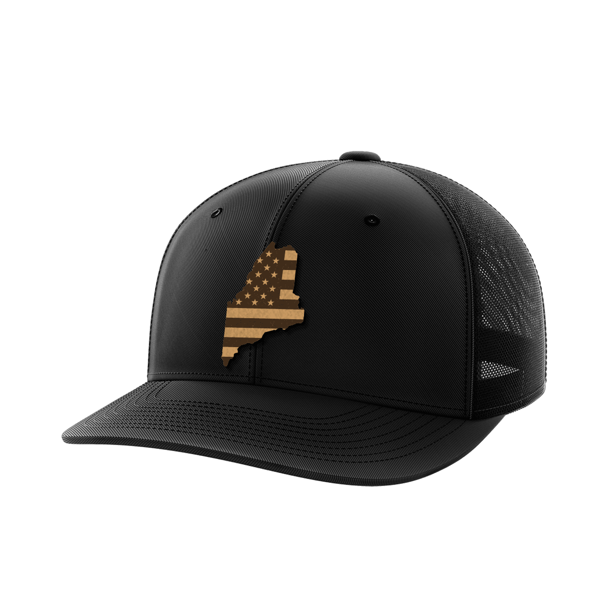 Maine United Hats Hat Greater Half Black/Black Genuine Leather Maine