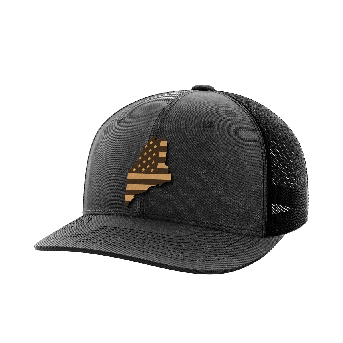 Maine United Hats Hat Greater Half Heather Black/Black Genuine Leather Maine