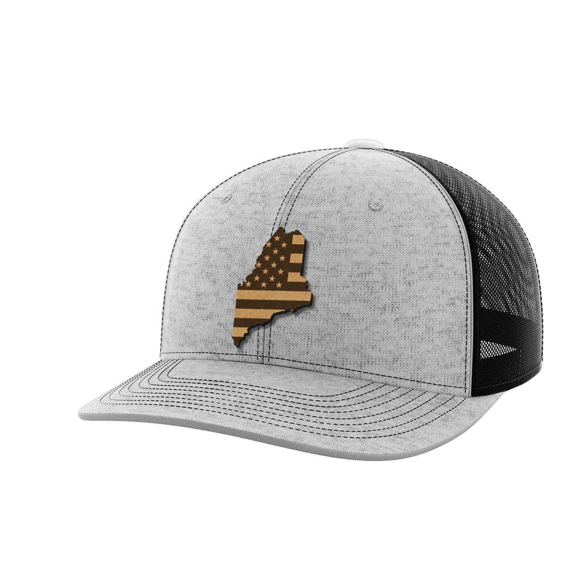 Maine United Hats Hat Greater Half Heather Grey/Black Genuine Leather Maine
