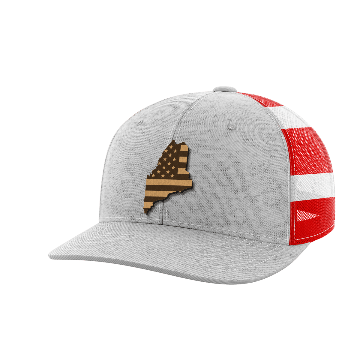 Maine United Hats Hat Greater Half Heather Grey/Flag Genuine Leather Maine