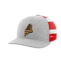 Thumbnail for Maine United Hats Hat Greater Half Heather Grey/Flag Genuine Leather Maine