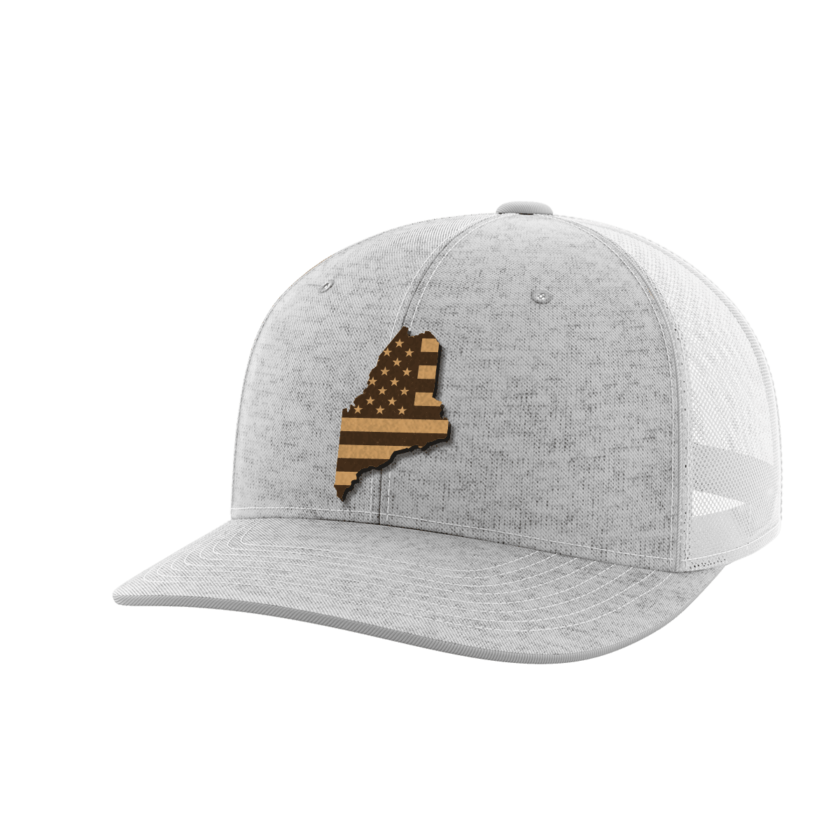 Maine United Hats Hat Greater Half Heather Grey/White Genuine Leather Maine
