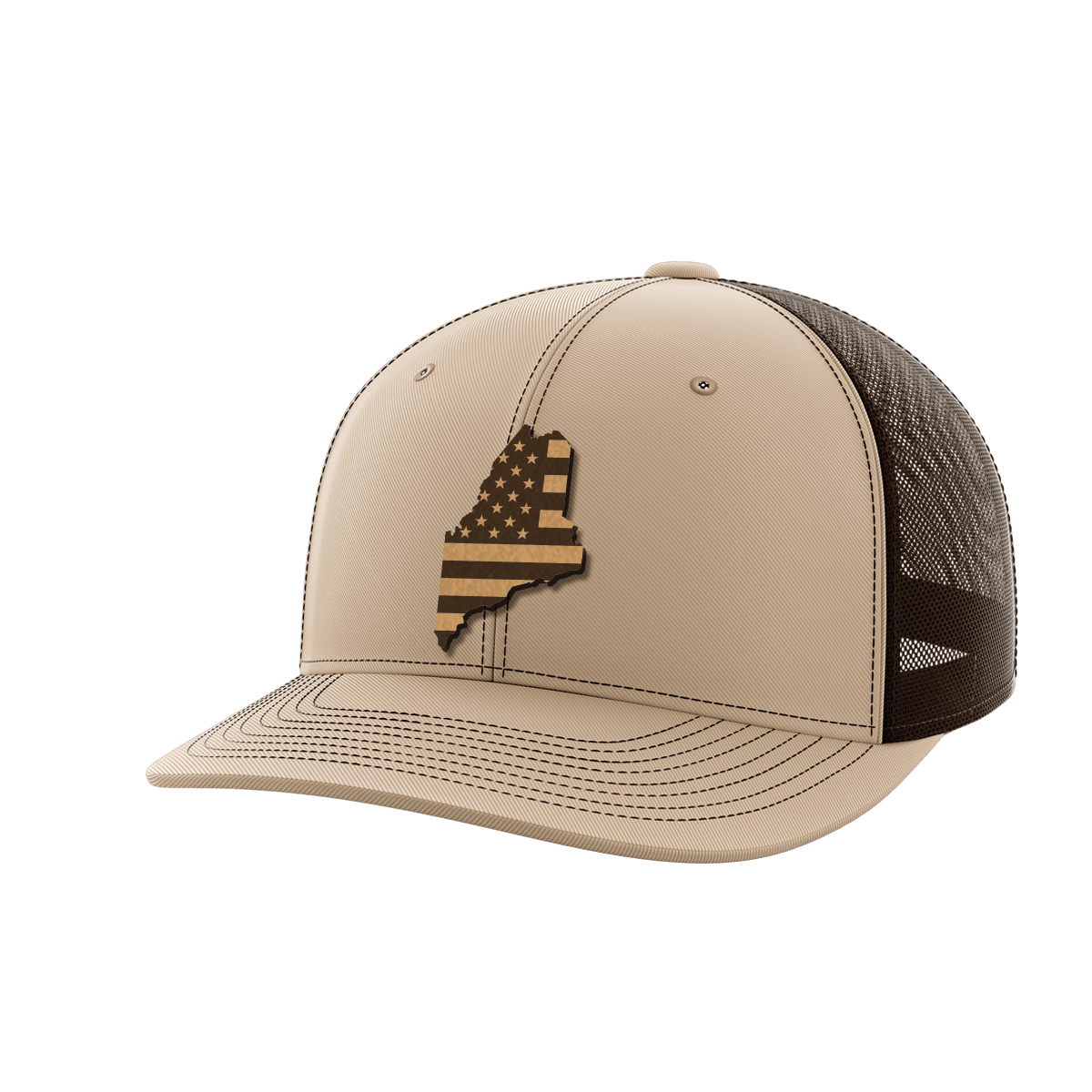 Maine United Hats Hat Greater Half Khaki/Coffee Genuine Leather Maine