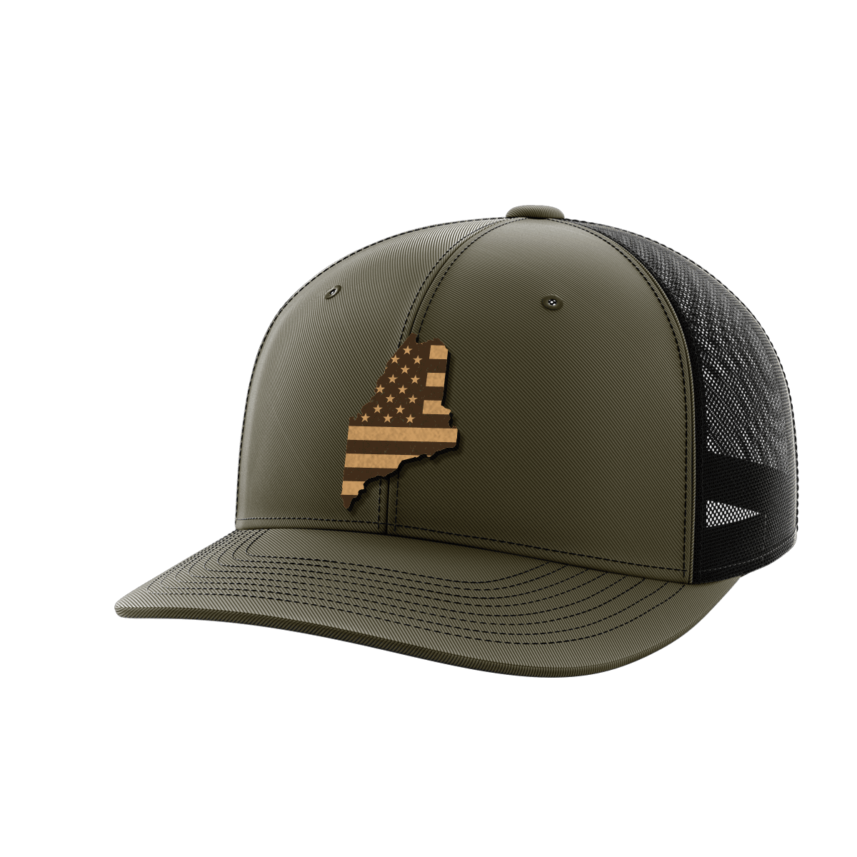 Maine United Hats Hat Greater Half OD Green/Black Genuine Leather Maine