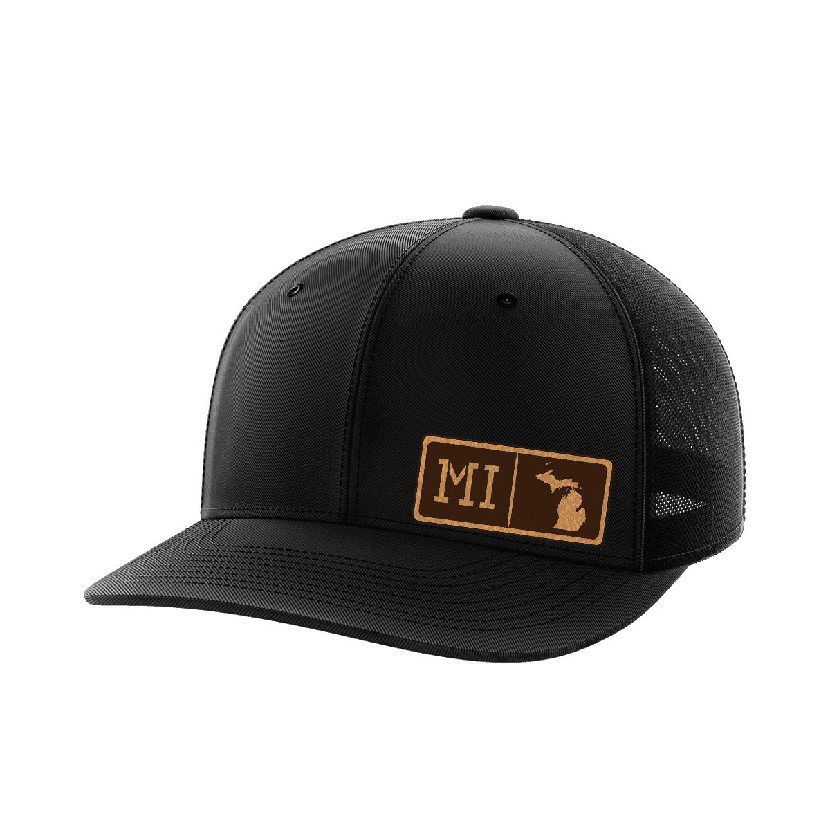 Michigan Homegrown Hats Hat Greater Half Black/Black Genuine Leather Michigan