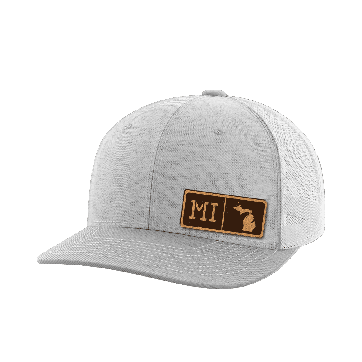 Michigan Homegrown Hats Hat Greater Half Heather Grey/White Genuine Leather Michigan