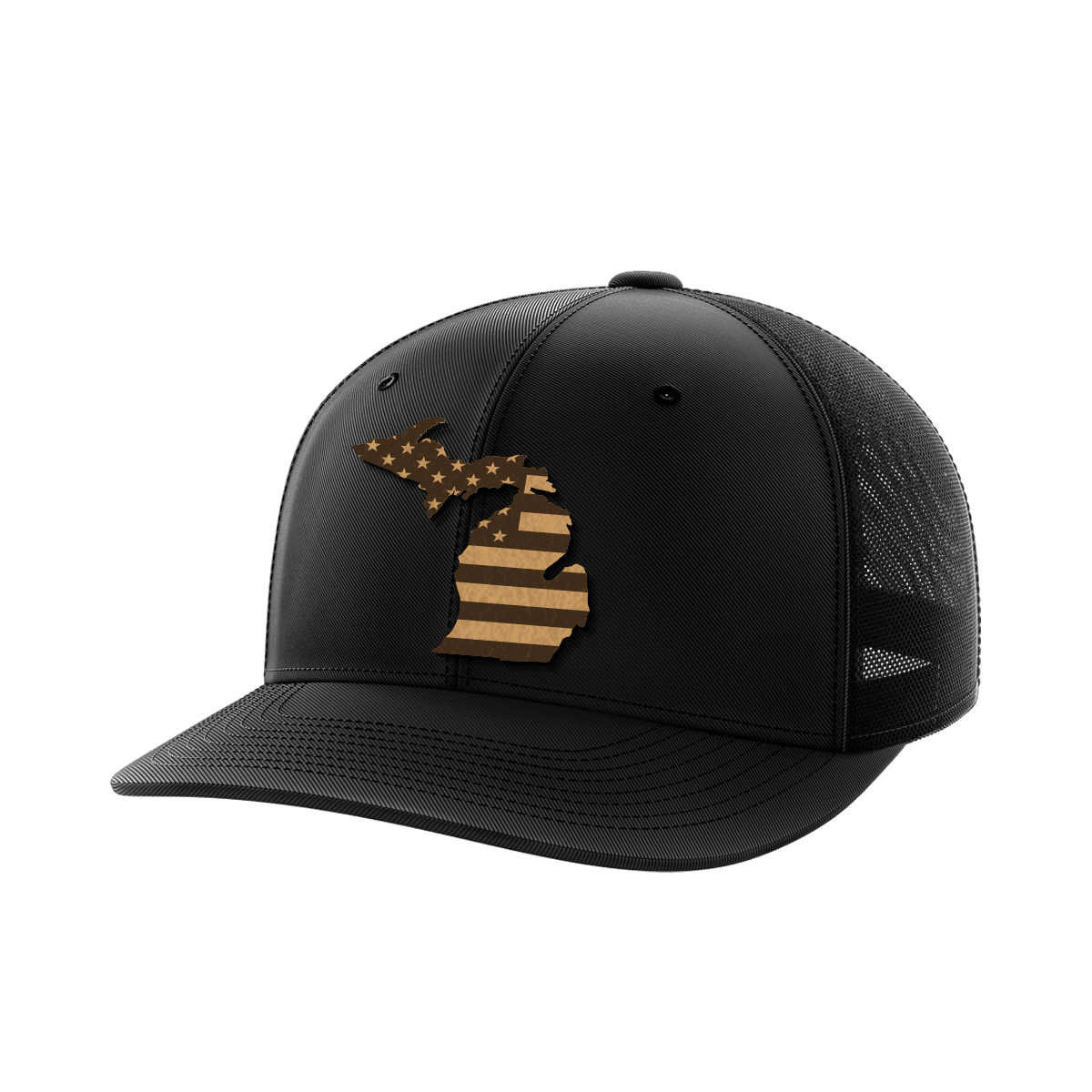 Michigan United Hats Hat Greater Half Black/Black Genuine Leather Michigan
