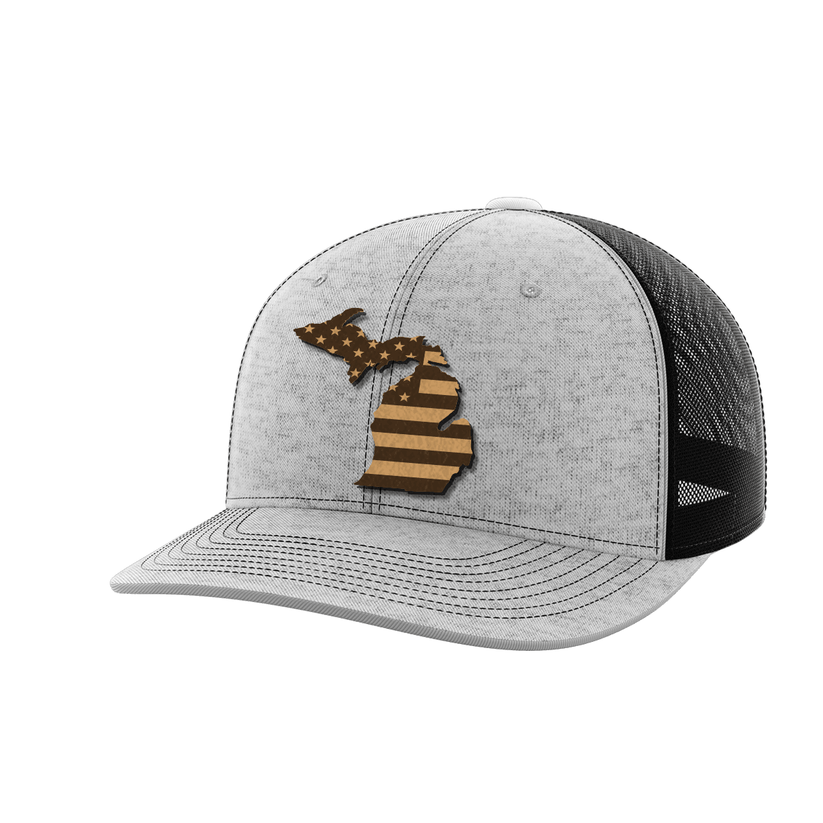Michigan United Hats Hat Greater Half Heather Grey/Black Genuine Leather Michigan