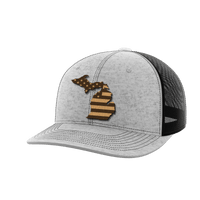 Thumbnail for Michigan United Hats Hat Greater Half Heather Grey/Black Genuine Leather Michigan