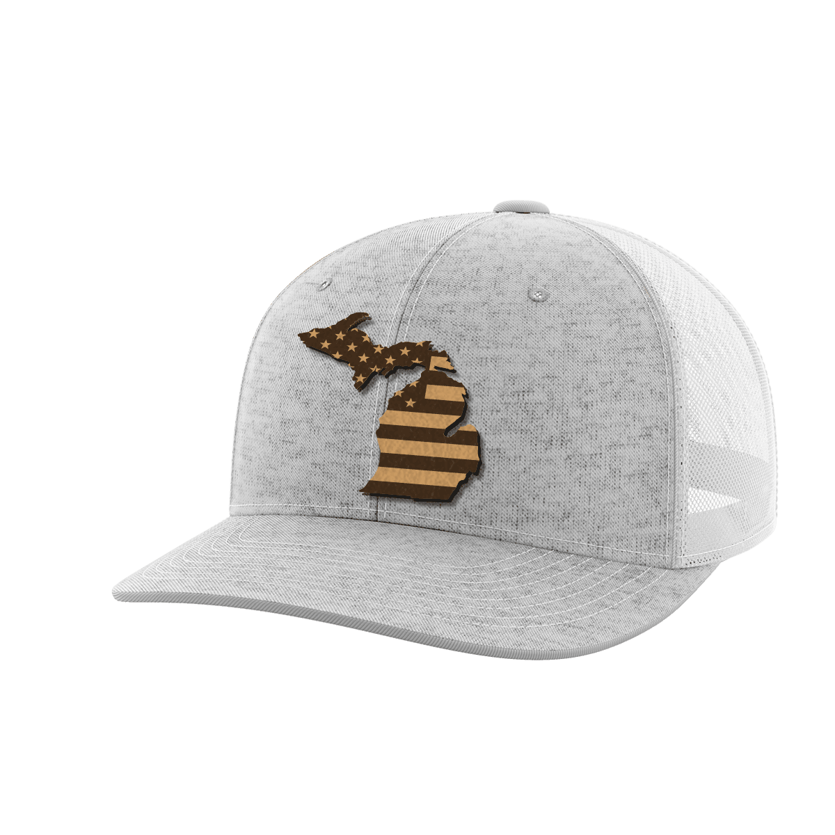 Michigan United Hats Hat Greater Half Heather Grey/White Genuine Leather Michigan