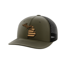 Thumbnail for Michigan United Hats Hat Greater Half OD Green/Black Genuine Leather Michigan