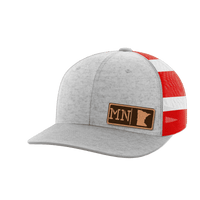 Thumbnail for Minnesota Homegrown Hats Hat Greater Half Heather Grey/Flag Genuine Leather Minnesota