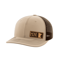 Thumbnail for Minnesota Homegrown Hats Hat Greater Half Khaki/Coffee Genuine Leather Minnesota