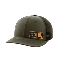 Thumbnail for Missouri Homegrown Hats Hat Greater Half OD Green/Black Genuine Leather Missouri