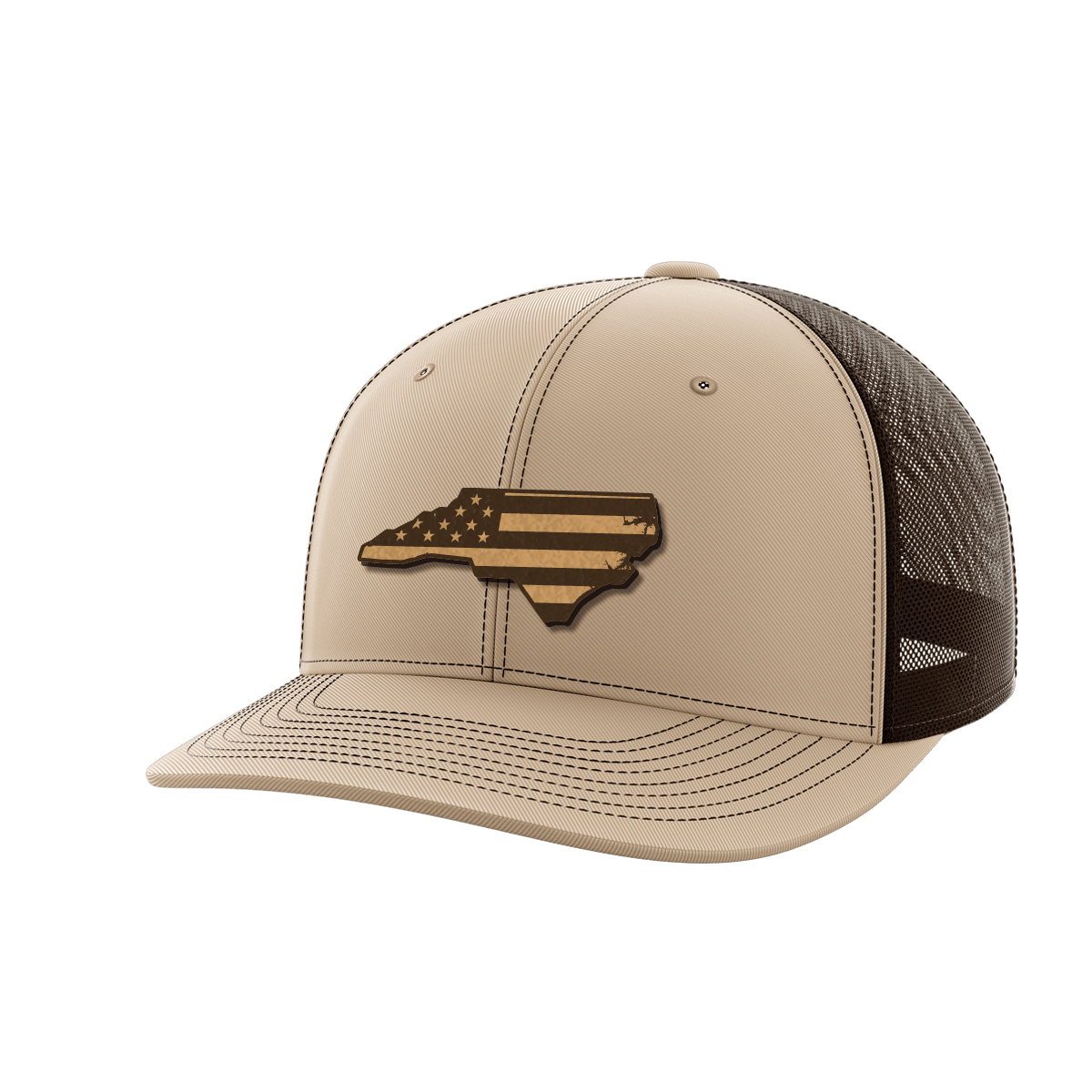 North Carolina United Hats Hat Greater Half Khaki/Coffee Genuine Leather North Carolina