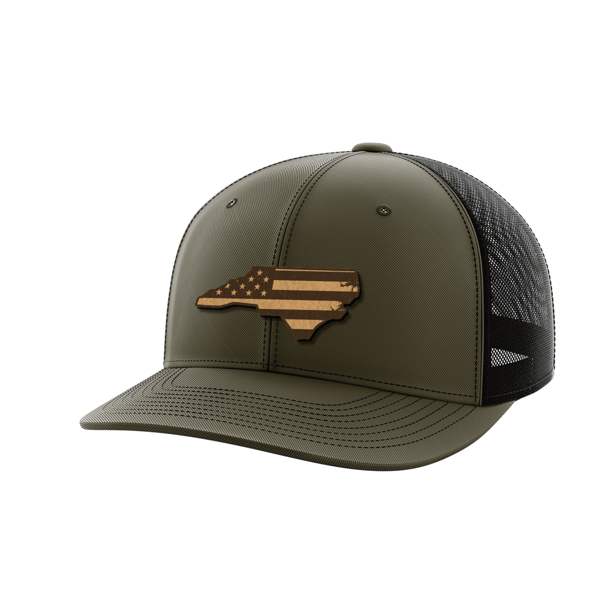 North Carolina United Hats Hat Greater Half OD Green/Black Genuine Leather North Carolina