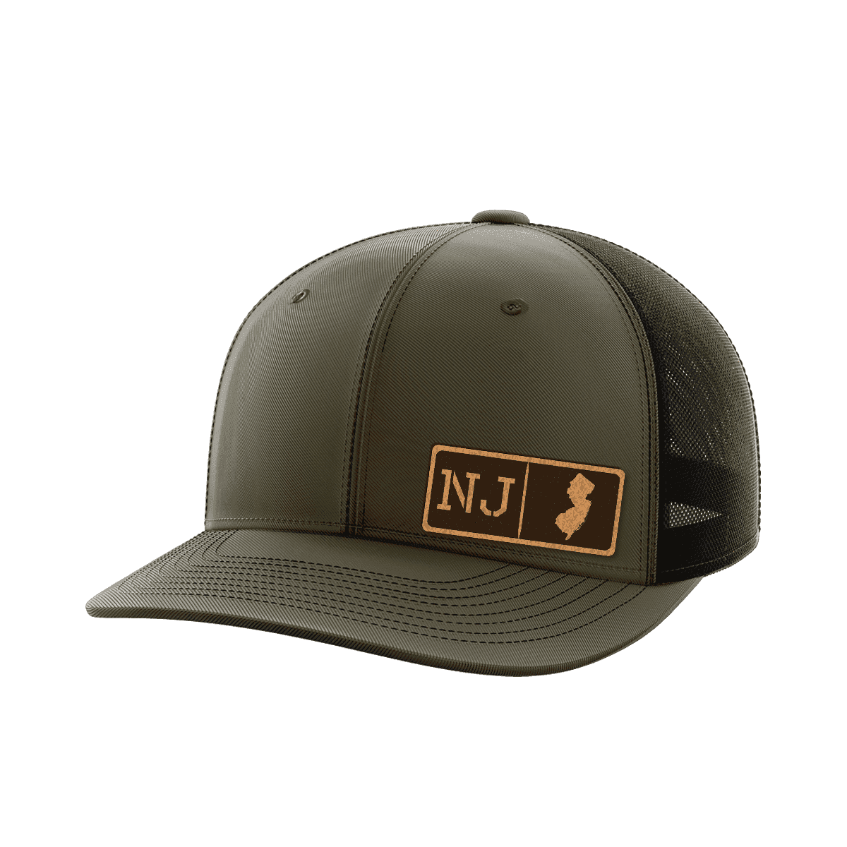 New Jersey Homegrown Hats Hat Greater Half OD Green/Black Genuine Leather New Jersey