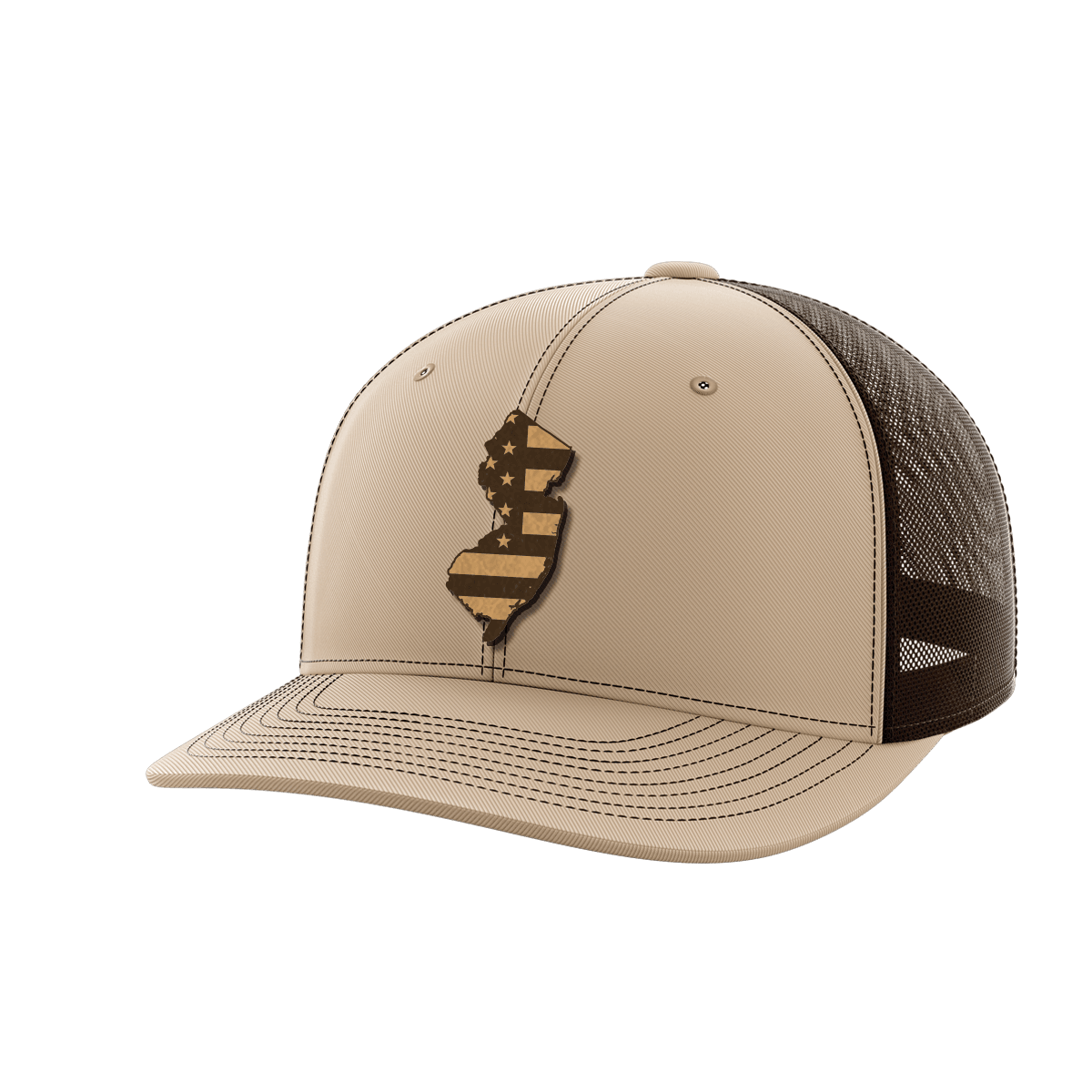 New Jersey United Hats Hat Greater Half Khaki/Coffee Genuine Leather New Jersey