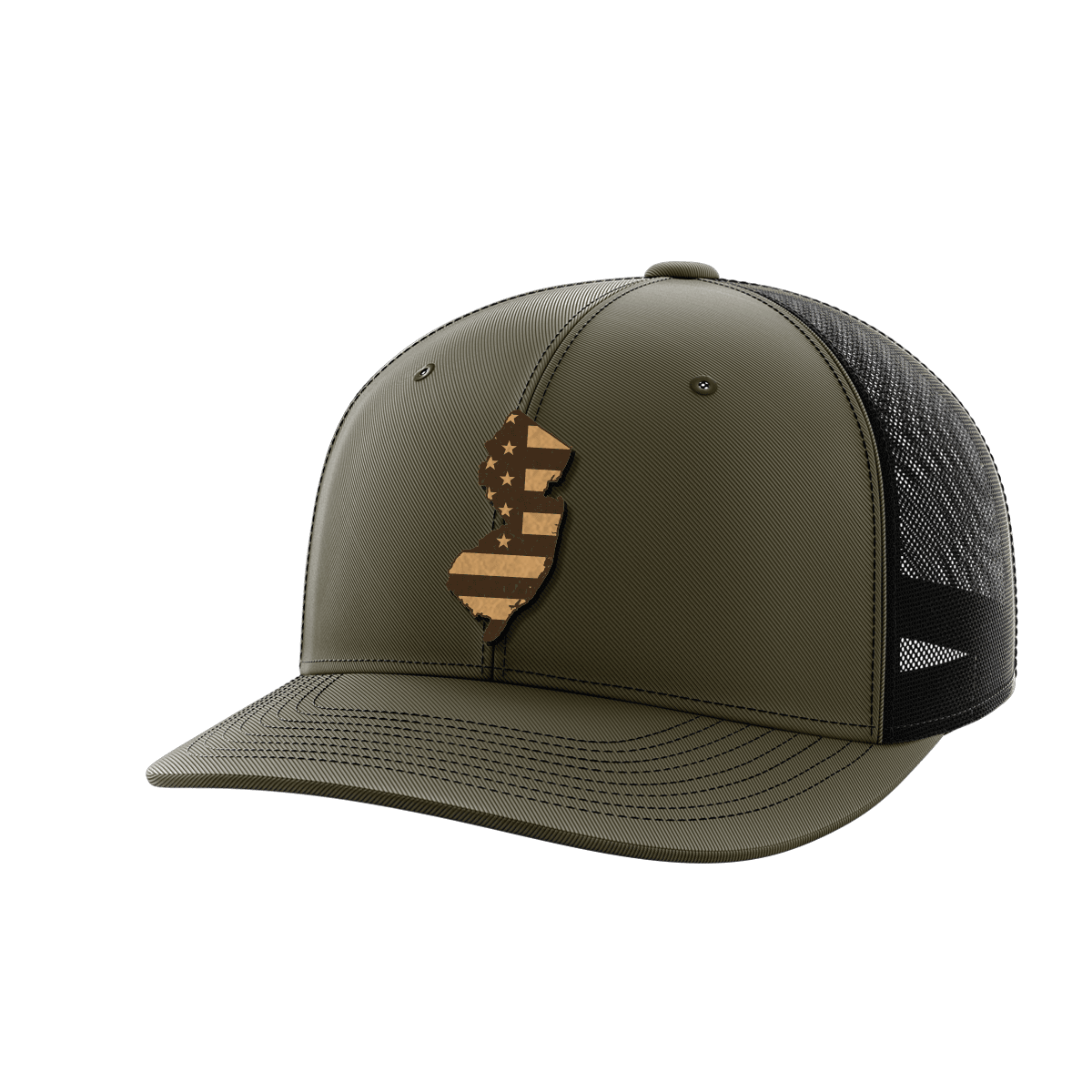 New Jersey United Hats Hat Greater Half OD Green/Black Genuine Leather New Jersey