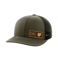 Thumbnail for Ohio Homegrown Hats Hat Greater Half OD Green/Black Genuine Leather Ohio