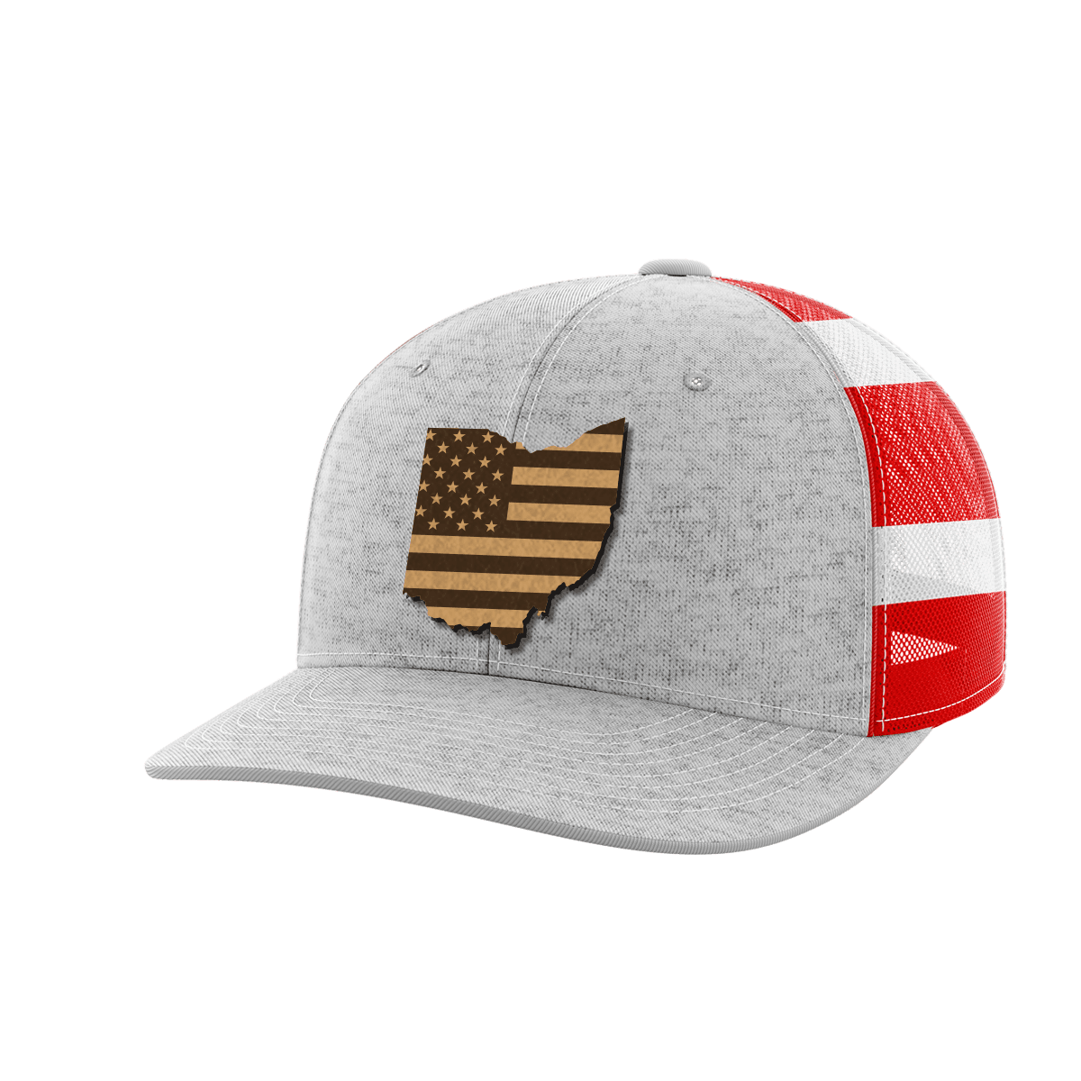 Ohio United Hats Hat Greater Half Heather Grey/Flag Genuine Leather Ohio