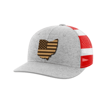 Thumbnail for Ohio United Hats Hat Greater Half Heather Grey/Flag Genuine Leather Ohio