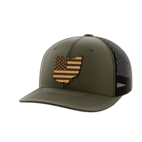 Thumbnail for Ohio United Hats Hat Greater Half OD Green/Black Genuine Leather Ohio