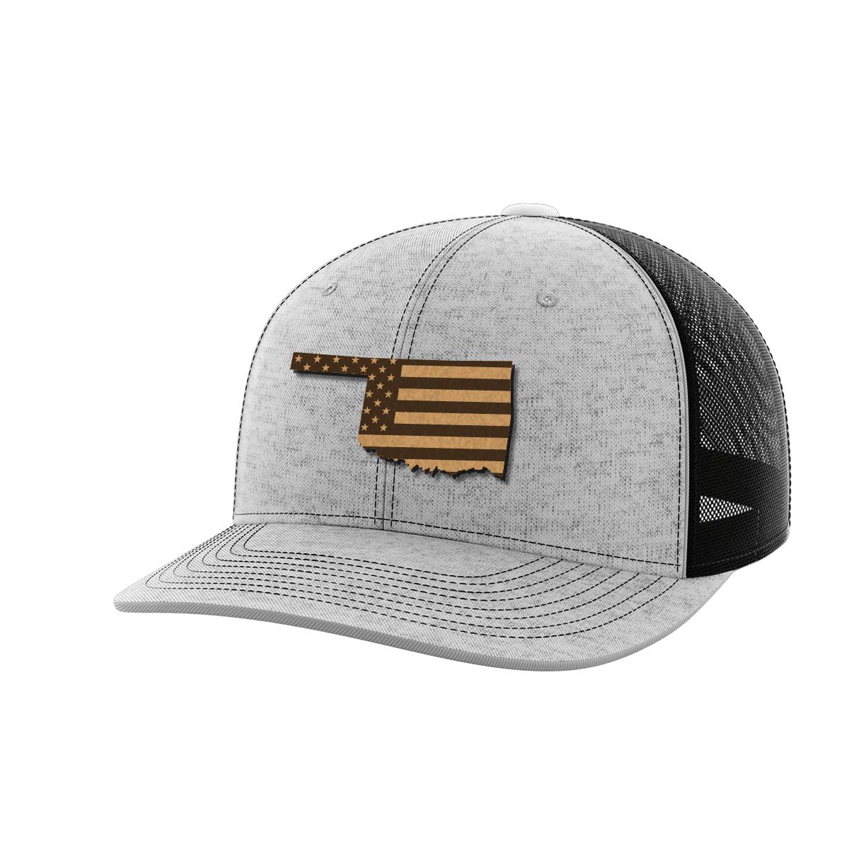 Oklahoma United Hats Hat Greater Half Heather Grey/Black Genuine Leather Oklahoma