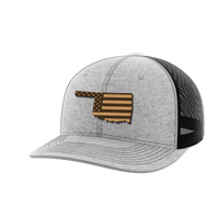 Thumbnail for Oklahoma United Hats Hat Greater Half Heather Grey/Black Genuine Leather Oklahoma