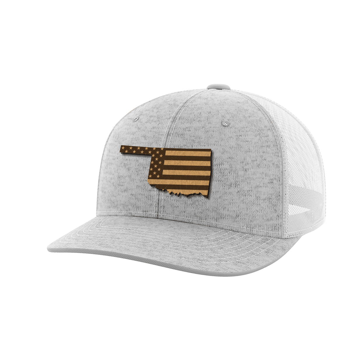 Oklahoma United Hats Hat Greater Half Heather Grey/White Genuine Leather Oklahoma