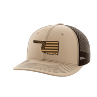 Thumbnail for Oklahoma United Hats Hat Greater Half Khaki/Coffee Genuine Leather Oklahoma