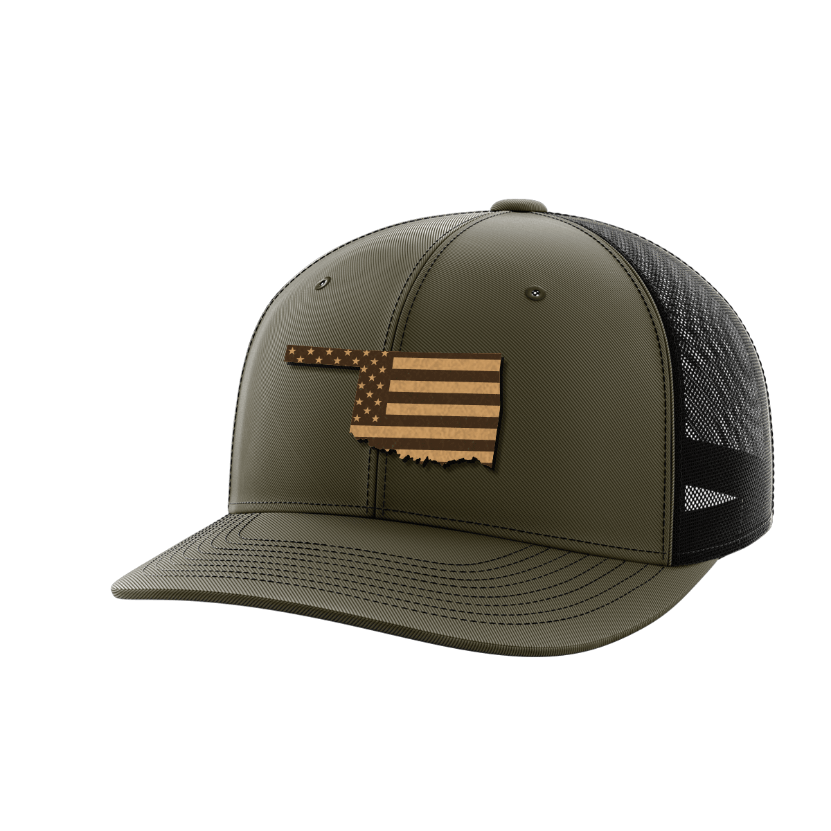 Oklahoma United Hats Hat Greater Half OD Green/Black Genuine Leather Oklahoma