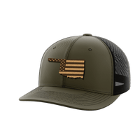 Thumbnail for Oklahoma United Hats Hat Greater Half OD Green/Black Genuine Leather Oklahoma