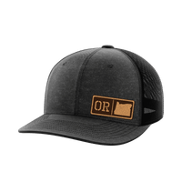 Thumbnail for Oregon Homegrown Hats Hat Greater Half Heather Black/Black Genuine Leather Oregon